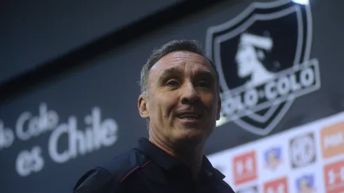 Marcelo Espina en la sala de prensa del Estadio Monumental
