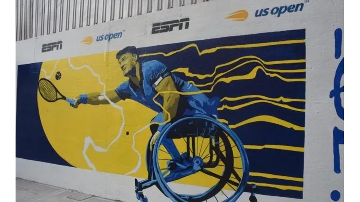 Mural que ESPN le dedicó a Gustavo Fernández en Buenos Aires con la intención de reflejar la tenacidad, el talento y su búsqueda permanente por crecer como deportista.