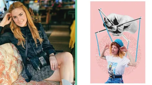 Carmen Tuitera y la imagen ilustrativa del artículo de revista Paula.