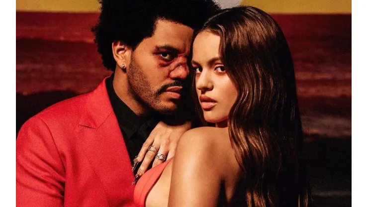 La imagen con que The Weeknd y Rosalía promocionaron el remix de "Blinding Lights".