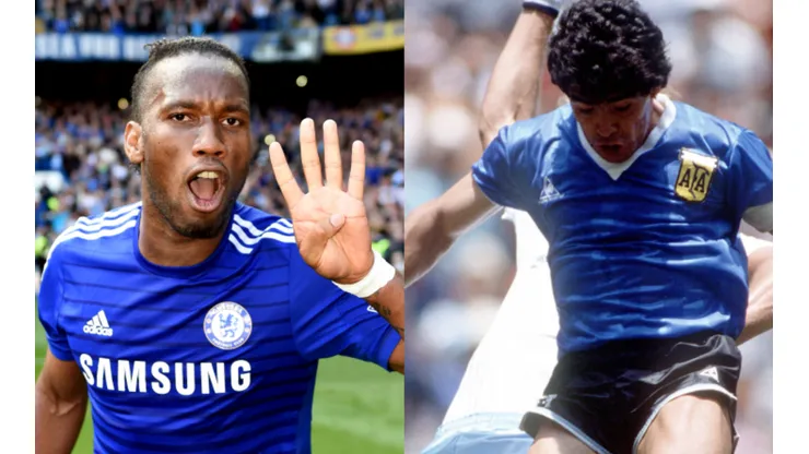 Didier Drogba y Diego Armando Maradona