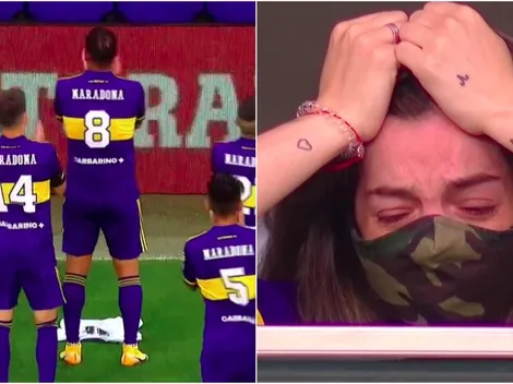 Dalma Maradona llora tras el primer gol de Boca después de Diego