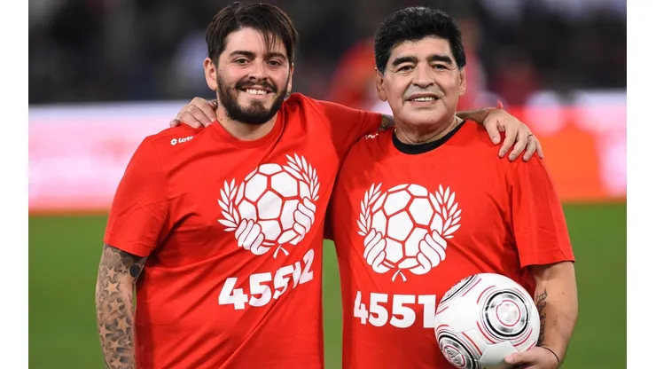 Diego Sinagra con su padre, Diego Maradona