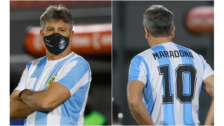 Renato Gaúcho con la camiseta de Diego Maradona de la selección argentina.
