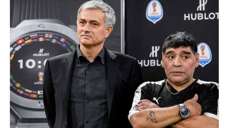 Mourinho y Maradona en un evento previo al Mundial Rusia 2018