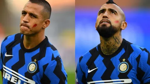 Alexis y Vidal salieron a la cancha con una marca roja en su cara