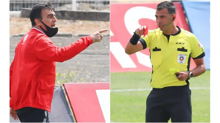 Gustavo Quinteros enfrascado con Juan Lara en el partido de Colo Colo ante Palestino.