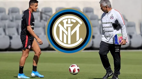 Alexis Sánchez y Reinaldo Rueda en el entrenamiento de la Roja
