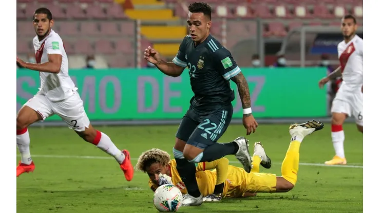 Lautaro Martínez anotó en la victoria de Argentina contra Perú.