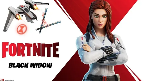 El traje blanco de Black Widow en la tienda de Fortnite