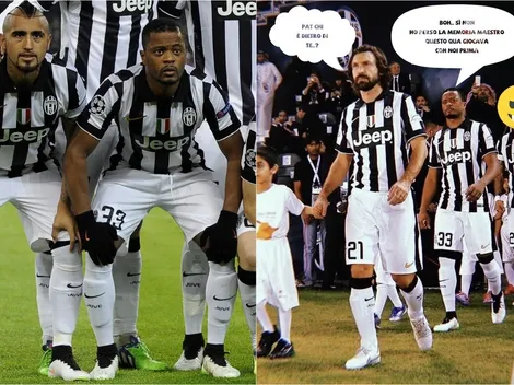Patrice Evra le toca la oreja a Arturo Vidal por irse al Inter