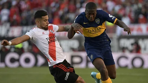 Paulo Díaz en River Plate, ante Boca Juniors. Gallardo sostiene su confianza en el chileno.