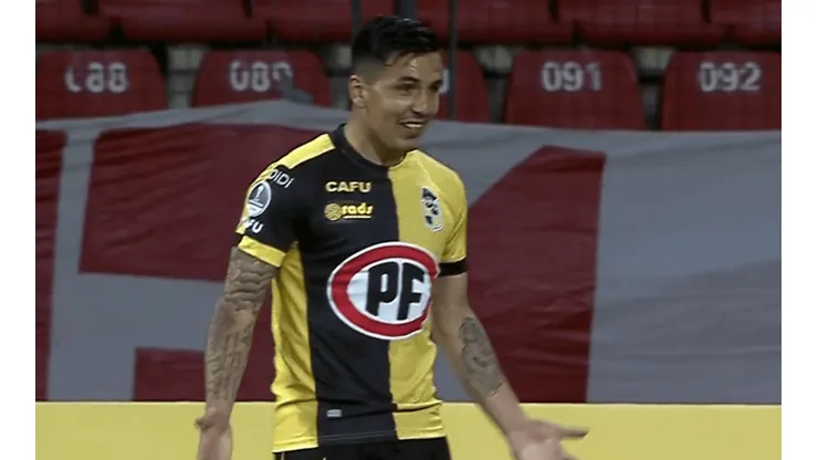Joe Abrigo festeja su gol para Coquimbo contra Estudiantes Mérida en Copa Sudamericana.
