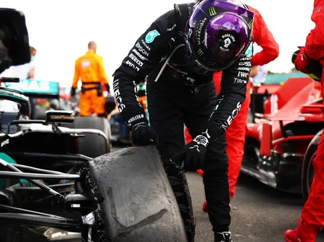 VIDEO: Hamilton cruza la meta en Silverstone con tres ruedas