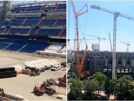 El Santiago Bernabéu, lleno de tierra y maquinarias