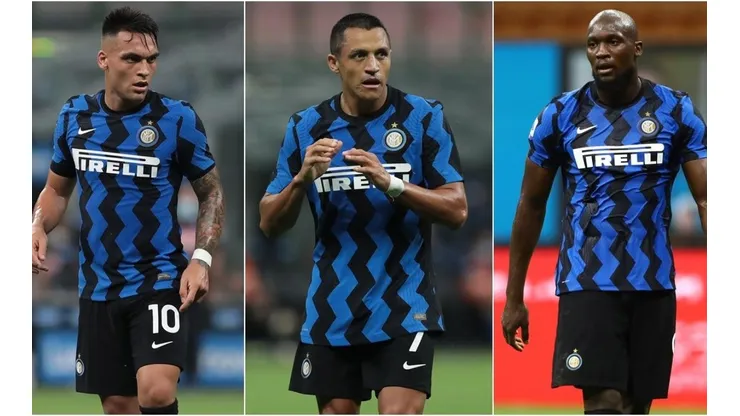Lautaro Martínez, Alexis Sánchez y Romelu Lukaku en el Inter.