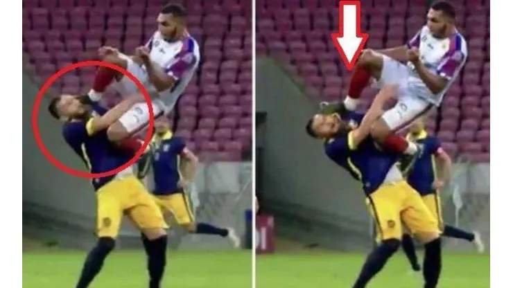 Patada brutal en el fútbol brasileño
