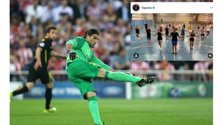 José Pinto defendiendo el arco del Barcelona en Champions League