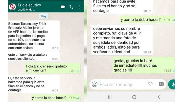 Denuncian nuevas estafas vía WhatsApp asociadas al retiro del 10% de la AFP
