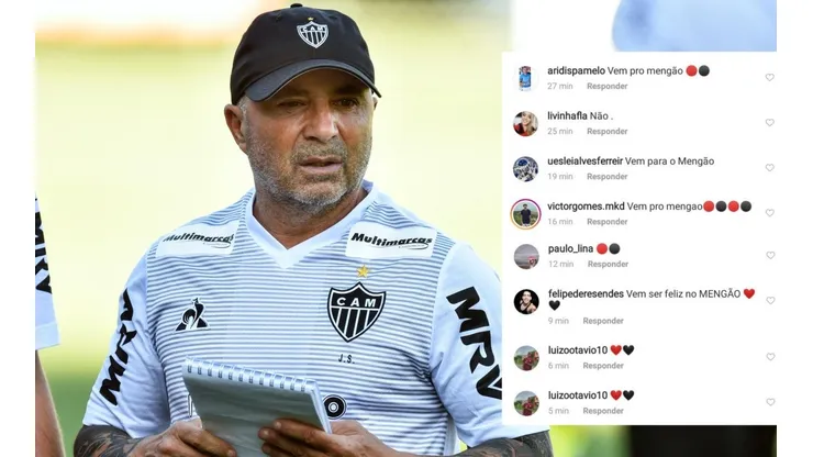 Jorge Sampaoli en su primer entrenamiento con Atlético Mineiro