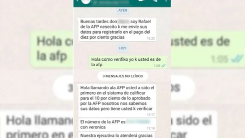 Estafadores se hacen pasar por AFP pidiendo datos para "registrar en el pago del 10%"