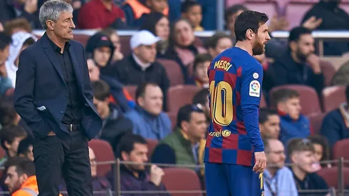 Messi junto a Quique Setién