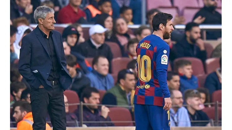 Messi junto a Quique Setién