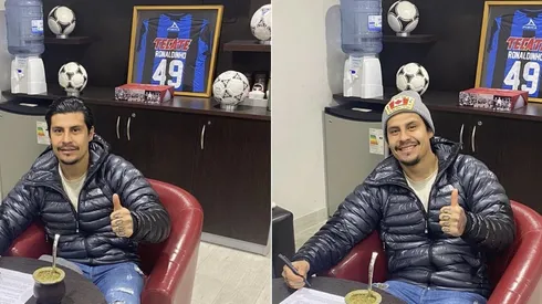 Patricio Rubio posó con la camiseta de Ronaldinho al firmar su nuevo contrato con Alianza Lima