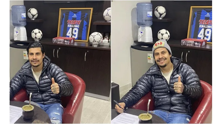 Patricio Rubio posó con la camiseta de Ronaldinho al firmar su nuevo contrato con Alianza Lima