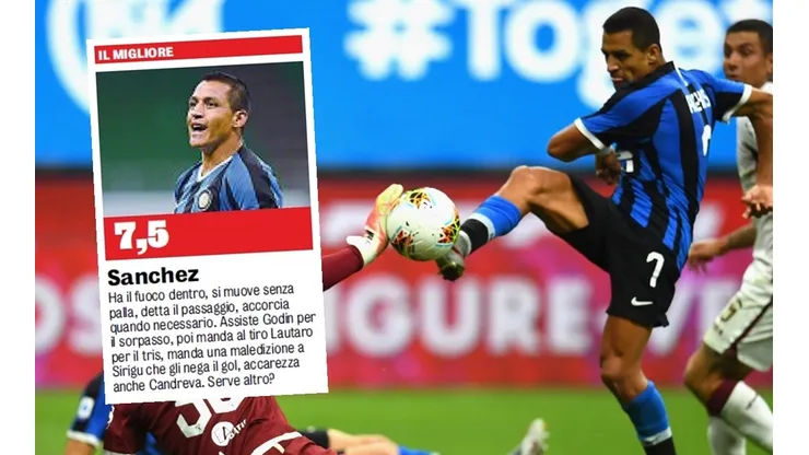 Alexis Sánchez fue escogido como figura en la victoria de Inter sobre Torino por una nueva jornada de la Serie A