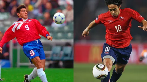 Marcelo Vega y Jorge Valdivia con la camiseta de la Selección