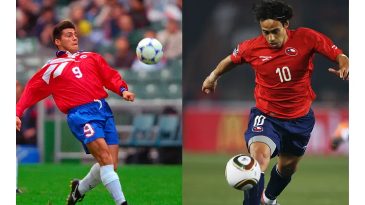Marcelo Vega y Jorge Valdivia con la camiseta de la Selección