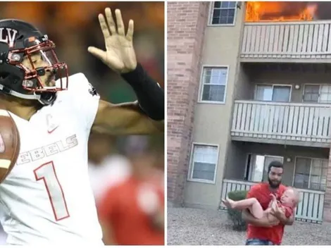Ex jugador de fútbol americano atrapa a niño que cayó de un edificio