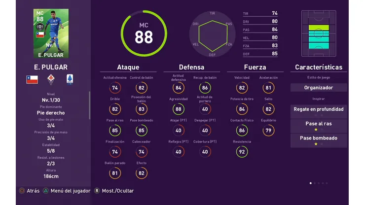 La mejor carta de Erick Pulgar en eFootball PES 2020
