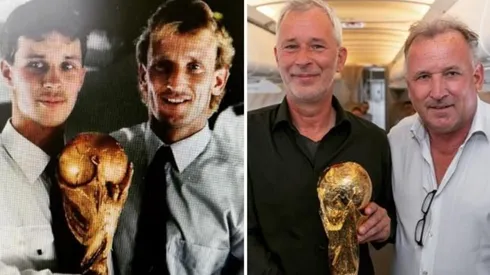 El histórico defensor de la Mannschaft recreó una icónica foto tomada tras ganar el Mundial de Italia '90.