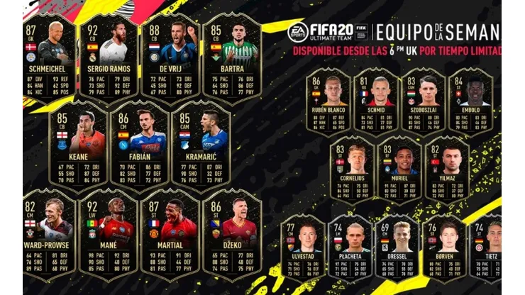 Mira el equipo de esta semana de TOTW del FUT de FIFA 20.