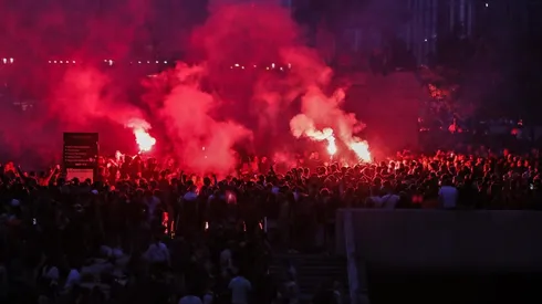 Hinchas del Liverpool celebrando en Pie Head