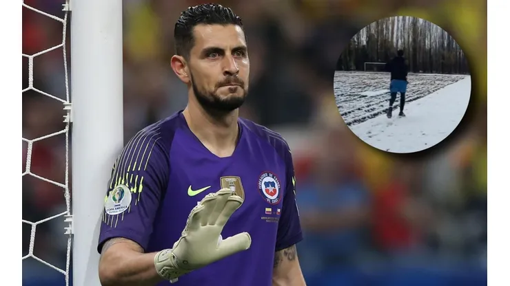 Gabriel Arias entrena bajo la nieve