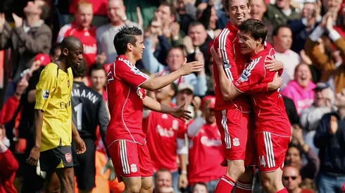 Mark González celebrando un gol con la camiseta de Liverpool