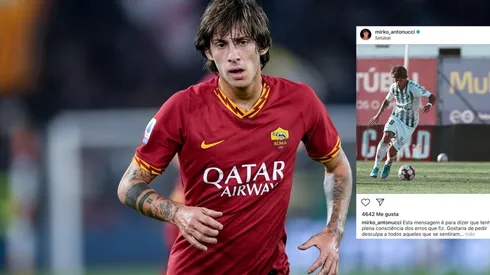 Mirko Antonucci con la camiseta de la Roma