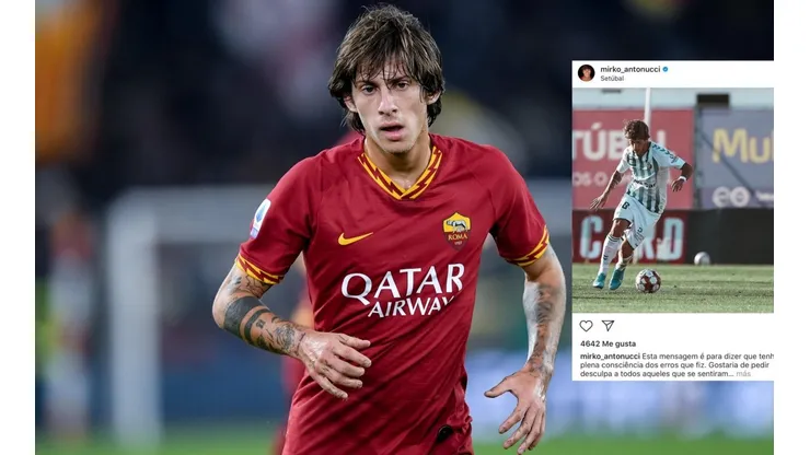 Mirko Antonucci con la camiseta de la Roma
