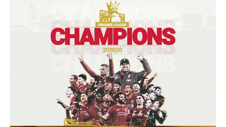 Liverpool festeja en redes sociales su primer título de Premier League.