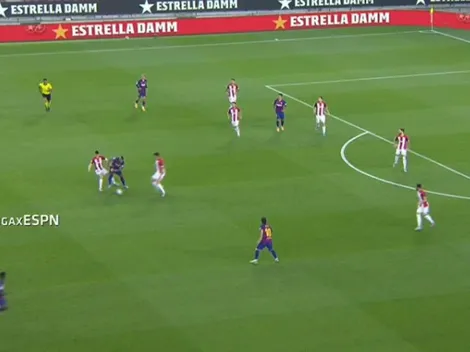 ¡Caño de Vidal! Lo marcan entre dos y sale jugando