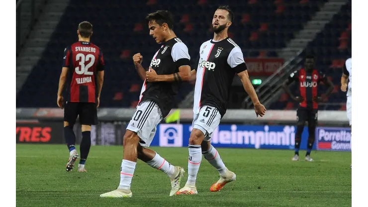 Dybala festeja su golón ante el Bologna.