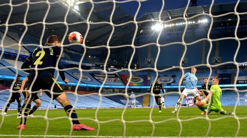 El tercer gol del Manchester City contra Arsenal.