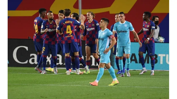 Vidal y el Barca festejan el triunfo ante Leganés.