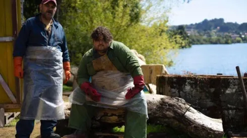 Gnecco y García en las filmaciones de "Nadie sabe que estoy aquí".