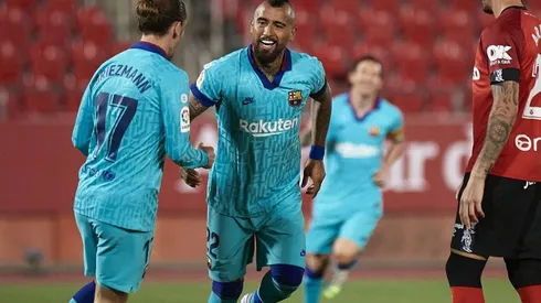 Vidal festeja su gol ante el Mallorca.
