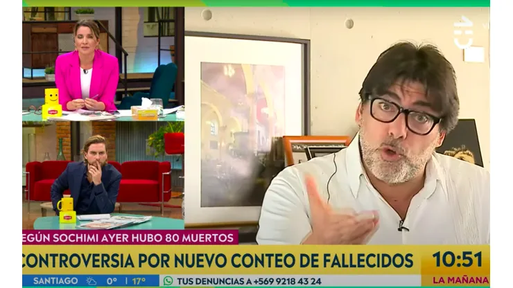 El momento en que Monserrat Álvarez y Daniel Jadue entraron en conflicto, en el matinal de Chilevisión.