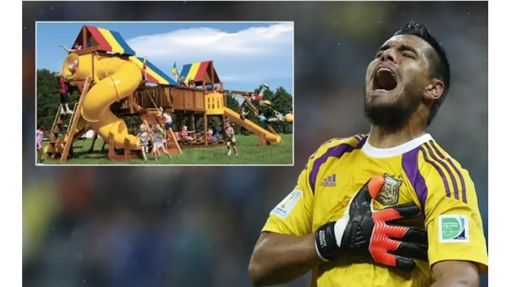 Sergio Romero, portero suplente del Manchester United, recibió la orden de desmontar la atracción infantil, pero él y sus esposa apelaron al mandato